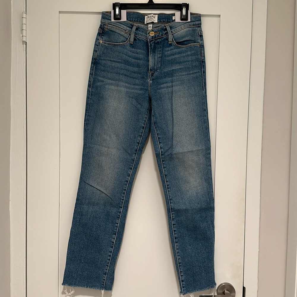 FRAME Denim Le High Straight Ankle Zip Jeans